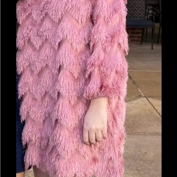 Anthropologie Hutch Fringed Chevron Pink Mini Dress - Picture 3 of 3